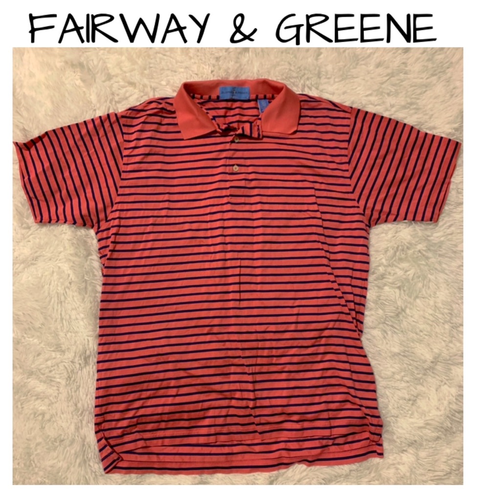 Pink and navy blue men golf shirt large fairway